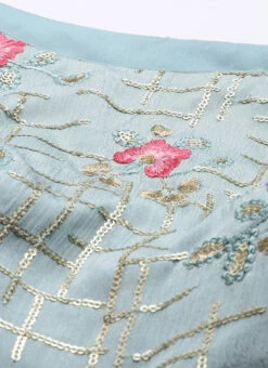 Blue Chinon Embroidered N Pink Gown Festive Wear -Deals Chic Lehenga Store Blue Chinon Embroidered N Pink Gown IWBS02104288 rrc1