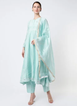 Blue Chinon Silk Embroidered Anarkali Suit Wedding Wear -Deals Chic Lehenga Store Blue Chinon Silk Embroidered Anarkali Suit SLDVC167 u