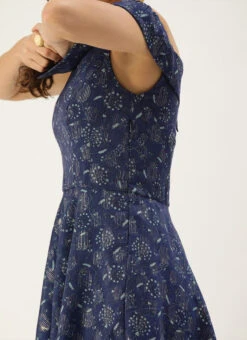 Blue Digital Printed Art Silk Off Shoulder Dress After Six Wear -Deals Chic Lehenga Store Blue Digital Printed Art Silk Off Shoulder Dress DRBS02109715 rrc4