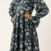 Blue Digital Printed Chinon Dress Party Wear