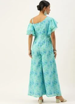 Blue Digital Printed Georgette Jumpsuit After Six Wear 11 Blue Digital Printed Georgette Jumpsuit After Six Wear -Deals Chic Lehenga Store Blue Digital Printed Georgette Jumpsuit DRBS02304086 b