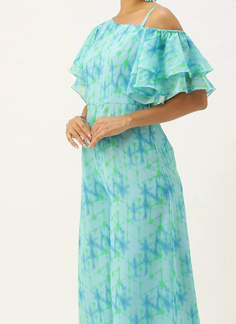 Blue Digital Printed Georgette Jumpsuit After Six Wear 1 Blue Digital Printed Georgette Jumpsuit After Six Wear