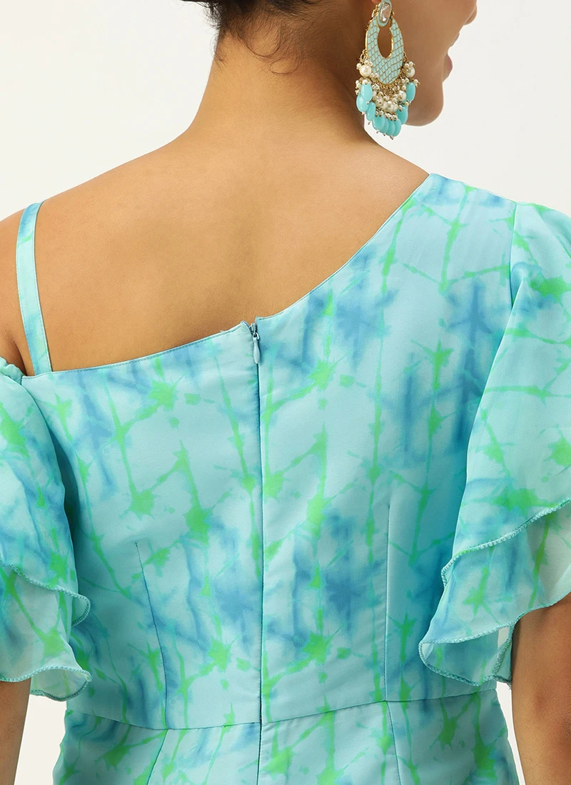 Blue Digital Printed Georgette Jumpsuit After Six Wear 6 Blue Digital Printed Georgette Jumpsuit After Six Wear - Image 6