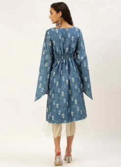 Blue Digital Printed Kaftan Dress After Six Wear Festive Wear -Deals Chic Lehenga Store Blue Digital Printed Kaftan Dress DRBS02211026 b