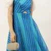 Blue Digital Printed Maxi Dress Festive Wear After Six Wear