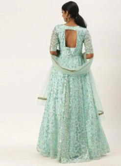 Blue Embroidered Floor Length Bridal Gown Party Wear -Deals Chic Lehenga Store Blue Embroidered Floor Length Bridal Gown IWBS02007368 b