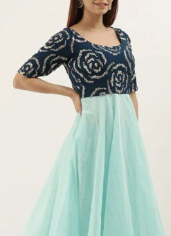 Blue Embroidered Full Flared Anarkali Suit Party Wear