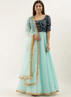 Blue Embroidered Full Flared Anarkali Suit Party Wear -Deals Chic Lehenga Store Blue Embroidered Full Flared Anarkali Suit SLBS02007413 u