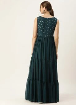 Blue Embroidered Georgette Dress Festive Wear -Deals Chic Lehenga Store Blue Embroidered Georgette Dress DRBS02305142 b