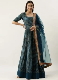 Blue Floor Length Anarkali Suit Festive Wear -Deals Chic Lehenga Store Blue Floor Length Anarkali Suit SLBS02201279 u