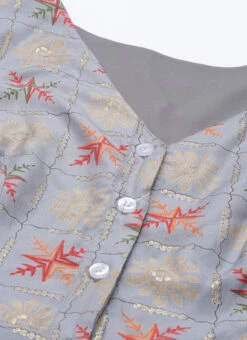 Blue Foil Printed A Line Dress After Six Wear -Deals Chic Lehenga Store Blue Foil Printed A line Dress DRBS02111071 rrc1