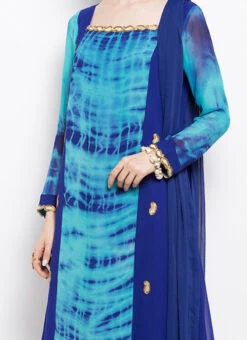 Blue Georgette Anarkali Suit After Six Wear