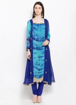 Blue Georgette Anarkali Suit After Six Wear -Deals Chic Lehenga Store Blue Georgette Anarkali Suit SLMNC1760 u