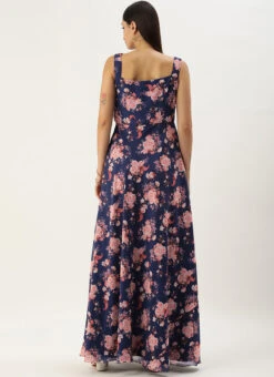 Blue Georgette Digital Printed Dress Party Wear -Deals Chic Lehenga Store Blue Georgette Digital Printed Dress DRBS02302298 b