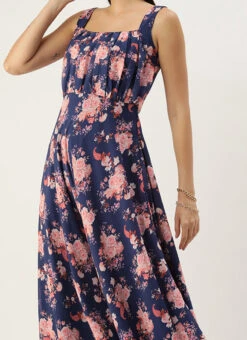 Blue Georgette Digital Printed Dress Party Wear