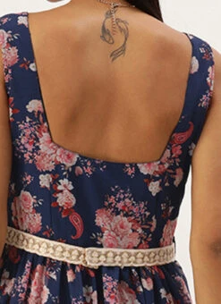 Blue Georgette Digital Printed Tiered Dress Festive Wear 13 Blue Georgette Digital Printed Tiered Dress Festive Wear -Deals Chic Lehenga Store Blue Georgette Digital Printed Tiered Dress DRBS02302270 rrc2