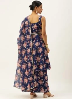 Bottom From Blue Georgette Printed Palazzo Suit After Six Wear -Deals Chic Lehenga Store Blue Georgette Printed Palazzo Suit SLBS02303675 b 1