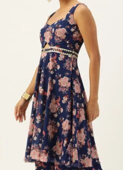 Bottom From Blue Georgette Printed Palazzo Suit After Six Wear