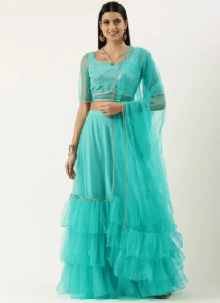 Blue Georgette Sequins Layered Lehenga Festive Wear -Deals Chic Lehenga Store Blue Georgette Sequins Layered Lehenga GHBS02209737 u