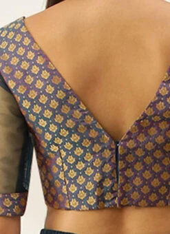 Blue Jacquard Blouse Festive Wear -Deals Chic Lehenga Store Blue Jacquard Blouse BLBS02305286 b