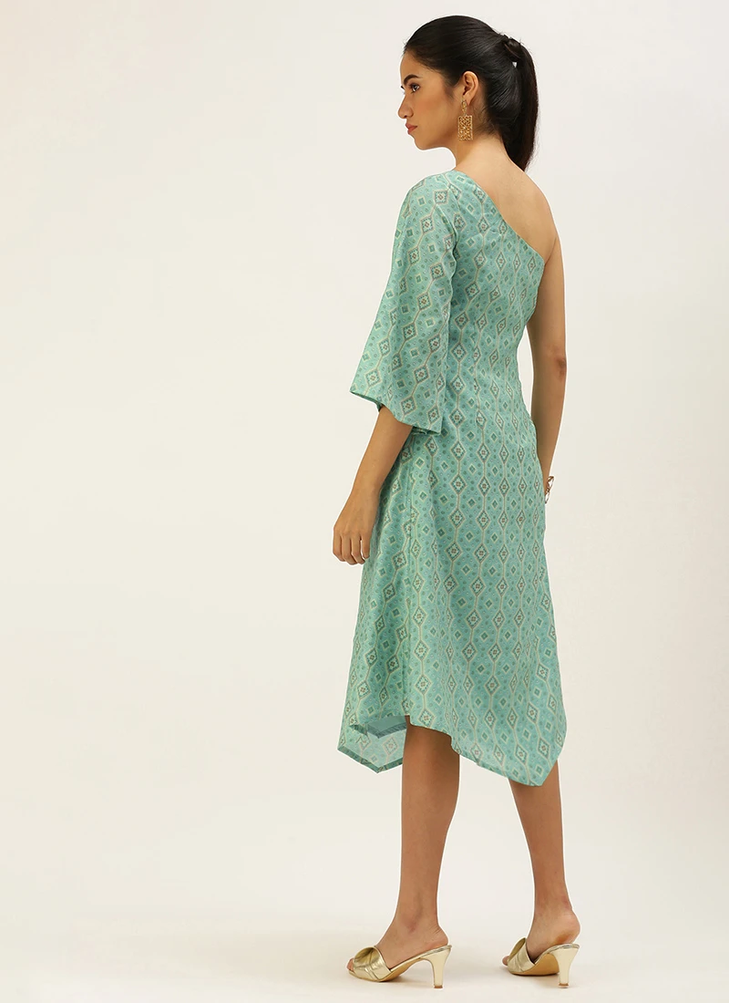 Blue Modal Satin Dress After Six Wear 4 Blue Modal Satin Dress After Six Wear - Image 4