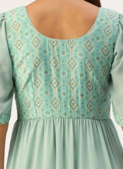 Blue Modal Satin N Geogette Flare Dress Festive Wear 13 Blue Modal Satin N Geogette Flare Dress Festive Wear -Deals Chic Lehenga Store Blue Modal Satin N Geogette Flare Dress DRBS02301788 rrc2