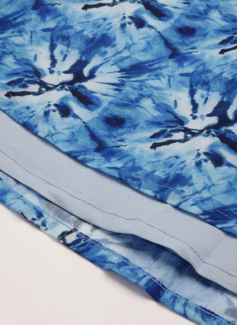 Blue Muslin Printed Mini Dress Party Wear 8 Blue Muslin Printed Mini Dress Party Wear - Image 8