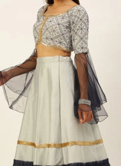 Blue N Grey Sequence Embroidered Lehenga Set Festive Wear
