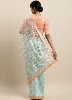 Blue N Mauve Low V Neck Saree Wedding Wear -Deals Chic Lehenga Store Blue N Mauve Low V Neck Saree SABS02007393 b