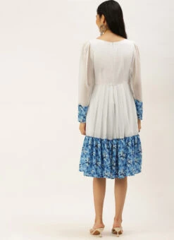 Blue N White Digital Printed Dress Festive Wear 11 Blue N White Digital Printed Dress Festive Wear -Deals Chic Lehenga Store Blue N White Digital Printed Dress DRBS02208510 b