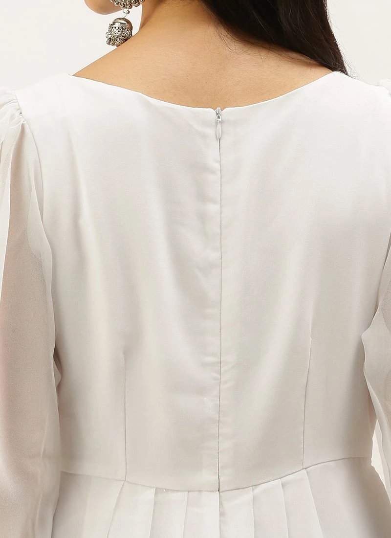 Blue N White Digital Printed Dress Festive Wear 6 Blue N White Digital Printed Dress Festive Wear - Image 6