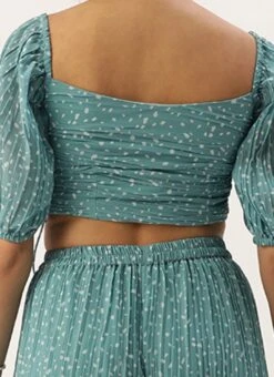 Bottom From Blue N White Printed Pleated Georgette Co-ords After Six Wear -Deals Chic Lehenga Store Blue N White Printed Pleated Georgette Co ords IWBS02211100 rrc2