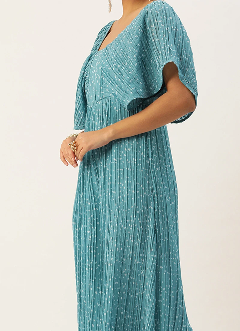 Blue N White Printed Pleated Georgette Jumpsuit Festive Wear After Six Wear 1 Blue N White Printed Pleated Georgette Jumpsuit Festive Wear After Six Wear