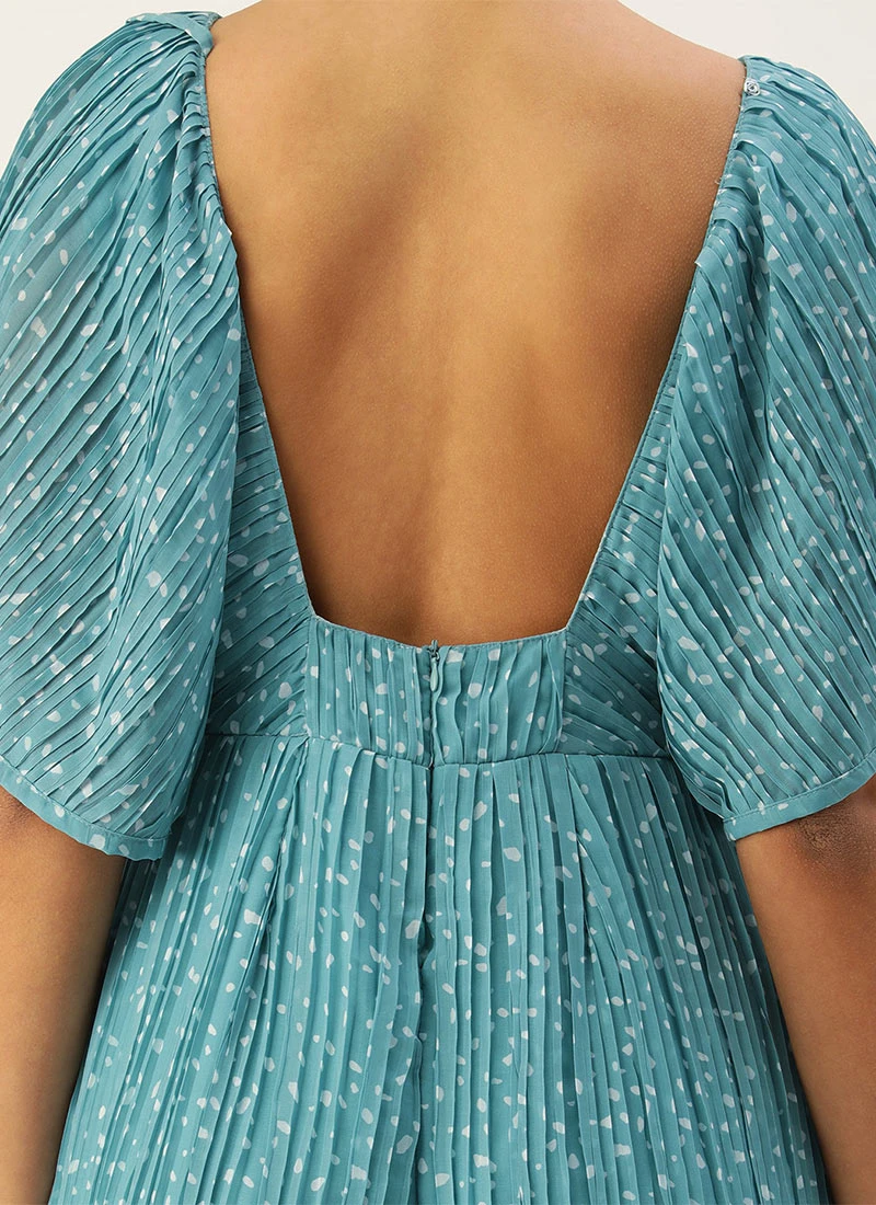 Blue N White Printed Pleated Georgette Jumpsuit Festive Wear After Six Wear 6 Blue N White Printed Pleated Georgette Jumpsuit Festive Wear After Six Wear - Image 6