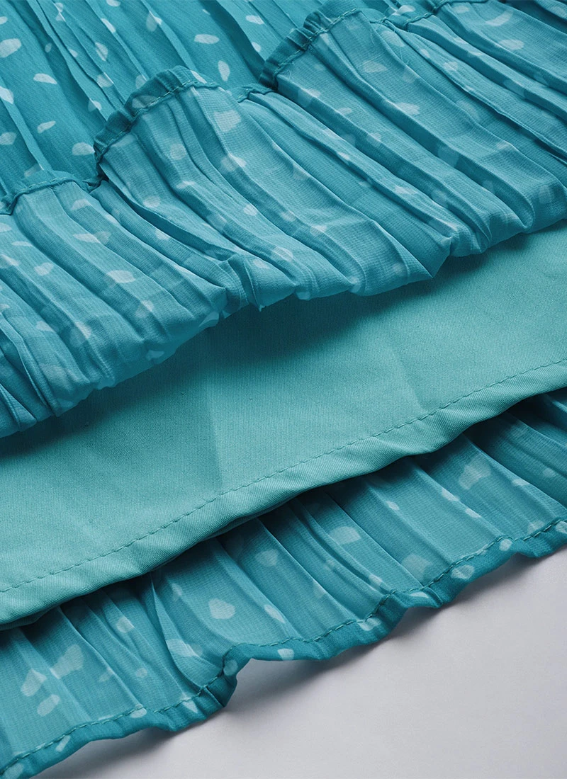 Blue N White Printed Pleated Georgette Jumpsuit Festive Wear After Six Wear 7 Blue N White Printed Pleated Georgette Jumpsuit Festive Wear After Six Wear - Image 7