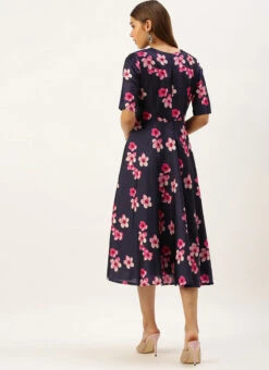 Blue Printed Art Silk Fit And Flare Dress After Six Wear 11 Blue Printed Art Silk Fit And Flare Dress After Six Wear -Deals Chic Lehenga Store Blue Printed Art Silk Fit And Flare Dress DRBS02203484 b