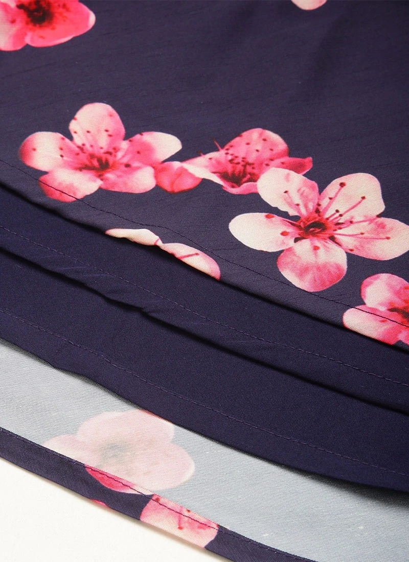 Blue Printed Art Silk Fit And Flare Dress After Six Wear 8 Blue Printed Art Silk Fit And Flare Dress After Six Wear - Image 8