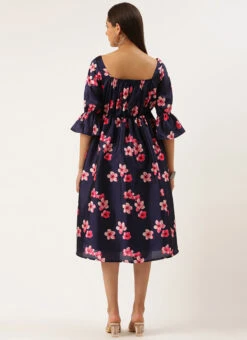 Blue Printed Art Silk Dress Festive Wear -Deals Chic Lehenga Store Blue Printed Art Silk Maxi Dress DRBS02205037 b