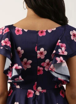 Blue Printed Art Silk Ruffled Dress Festive Wear 13 Blue Printed Art Silk Ruffled Dress Festive Wear -Deals Chic Lehenga Store Blue Printed Art Silk Ruffled Dress DRBS02205992 rrc2