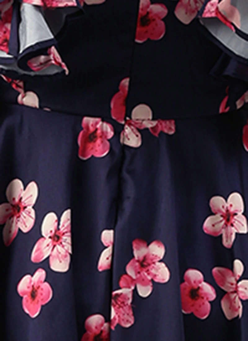 Blue Printed Art Silk Ruffled Dress Festive Wear 7 Blue Printed Art Silk Ruffled Dress Festive Wear - Image 7