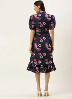 Blue Printed Art Silk Shirt Dress After Six Wear -Deals Chic Lehenga Store Blue Printed Art Silk Shirt Dress DRBS02205850 b