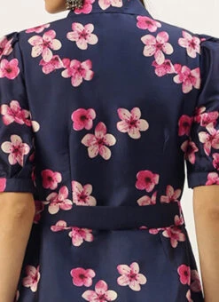 Blue Printed Art Silk Shirt Dress After Six Wear -Deals Chic Lehenga Store Blue Printed Art Silk Shirt Dress DRBS02205850 rrc3