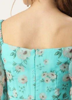 Blue Printed Organza Maxi Dress Festive Wear 13 Blue Printed Organza Maxi Dress Festive Wear -Deals Chic Lehenga Store Blue Printed Organza Maxi Dress DRBS02305201 rrc2