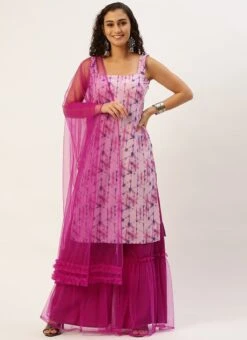 Top From Blue Printed Palazzo Suit After Six Wear -Deals Chic Lehenga Store Blue Printed Palazzo Suit SLBS02303895 u 2