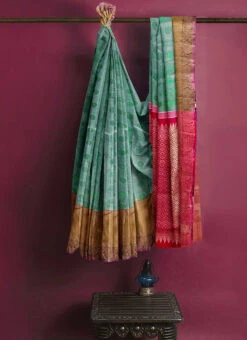 Blue Pure Silk Zari Work Saree Festive Wear