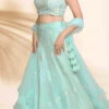 Blue Silk Embroidery Lehenga Choli With Dupatta Wedding Wear