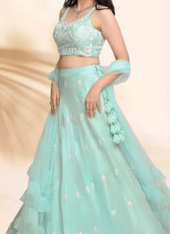 Blue Silk Embroidery Lehenga Choli With Dupatta Wedding Wear