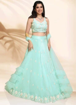Blue Silk Embroidery Lehenga Choli With Dupatta Wedding Wear -Deals Chic Lehenga Store Blue Silk Embroidery Lehenga Choli With Dupatta GHMCAA031 u