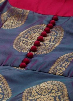 Blue Taffeta Jacquard Half Circular Dress Festive Wear 12 Blue Taffeta Jacquard Half Circular Dress Festive Wear -Deals Chic Lehenga Store Blue Taffeta Jacquard Half Circular Dress DRBS02204663 rrc1