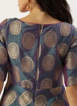 Blue Taffeta Jacquard Half Circular Dress Festive Wear 13 Blue Taffeta Jacquard Half Circular Dress Festive Wear -Deals Chic Lehenga Store Blue Taffeta Jacquard Half Circular Dress DRBS02204663 rrc2